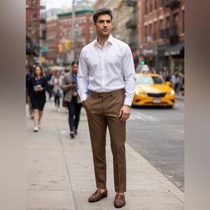 Lauren Ralph Lauren Men's Brown Dress Pants with Clean Front. Made in Egypt.
A6